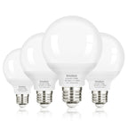 Brtstiun G25 LED Light Bulbs, Round Vanity Light Bulbs for Bathroom, 40W Equivalent, Soft White 2700K, E26 Base, 600LM, Non-Dimmable, 4-Pack