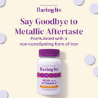 Barimelts Iron with Vitamin C, 90 Fast-Dissolving Tablets (1-Month Supply), Sugar-Free Bariatric Iron Supplement for Women, Natural Orange Flavor
