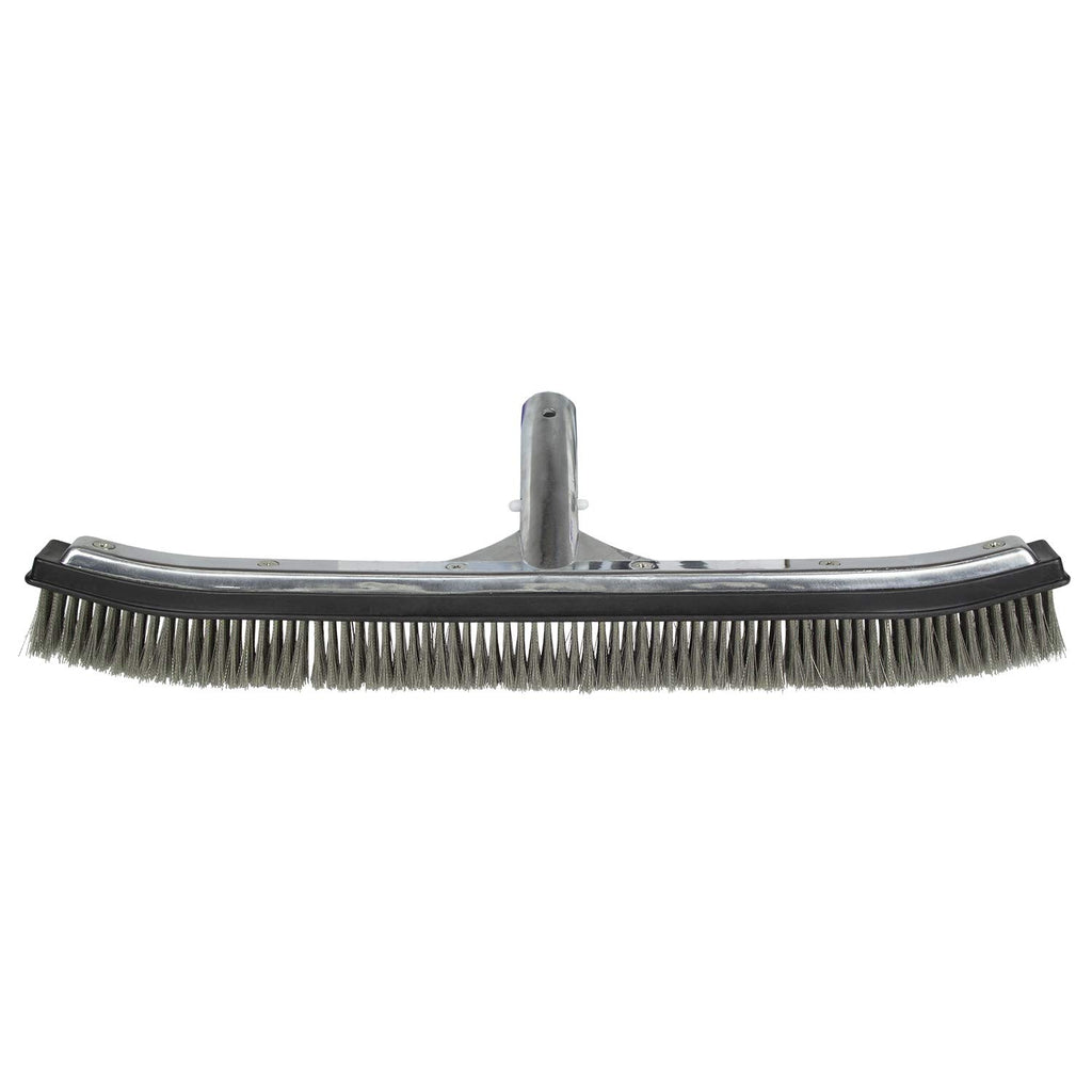 Poolmaster 18-Inch Stainless Steel Pool Algae Brush, Heavy-Duty Aluminum Back, for Gunite Concrete Pools and Spas, Wide Head for Fast Wall and Floor Cleaning