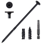 LIONMAX Structural Wood Lag Screws #14 x 6 Inch, 100-PCS, Heavy Duty Exterior Construction Screw, Rust Resistant Coated for Deck/Timber/Landscape, Flat Head Star Drive, T30 Bit Included, Black