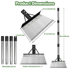 INCIKITI Multifunctional Garden Cleaning Shovel, Heavy Duty Steel Flat Shovel with 59" Adjustable Handle, Snow Ice Scraper, Outdoor Spade Tool for Weeding, Lawn Edging, Digging, Ice Removal