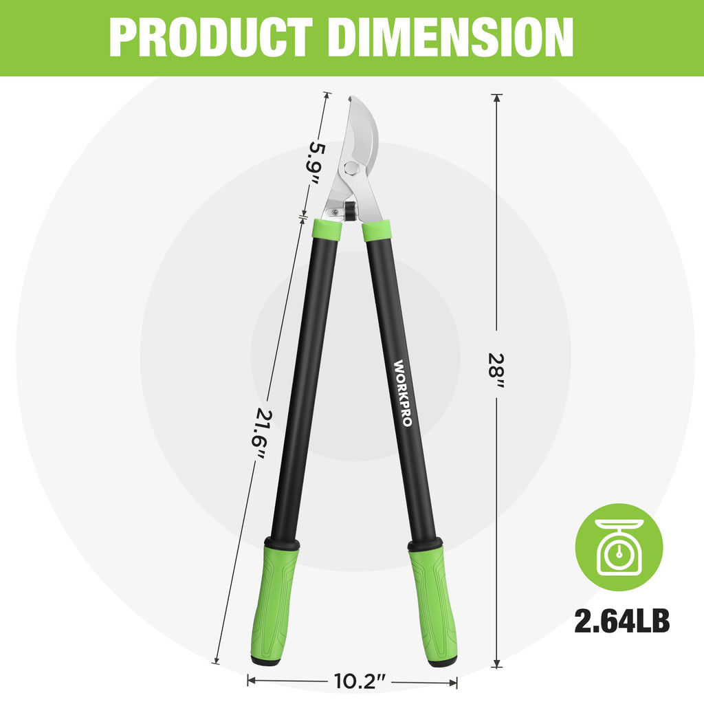 WORKPRO 28" Bypass Loppers for Tree Trimming Heavy Duty, Sharp Tree Trimmer