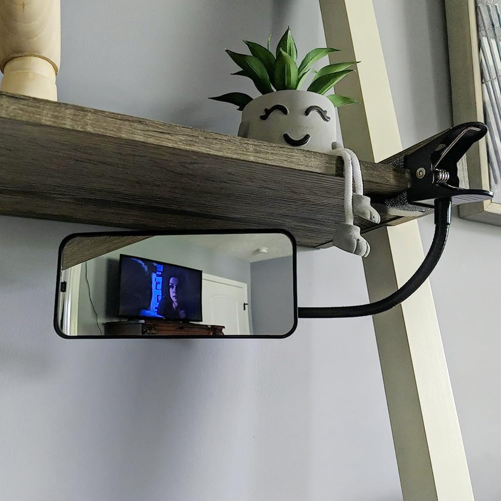 Ampper Acrylic Clip On Security Mirror, Flexible Convex Cubicle Mirror for Personal Safety and Security Desk Rear View Monitors or Anywhere (6.69" x 2.95", Rectangle)