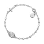 TURQ N TAUPE 925 Sterling Silver Bead Station Bracelet for Women - everyday wear gift for her 7.5 inches - Rosary Bracelet