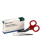 First Aid Only 17-005 Bandage Scissors and Forceps Tweezers Set for First Aid and More