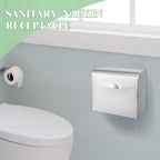 Tioncy 4 Pcs Sanitary Napkin Disposal Receptacle Wall Mount, Silvery White