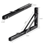 YUMORE Folding Shelf Brackets, 14 Inch Heavy Duty Collapsible Shelf Bracket, Black DIY L Bracket for Workbench Folding Table Hinge, Max Load: 330lb, 2 Pack