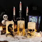 Eldnacele Skull Halloween Flameless Candles Battery Operated with 6H Timer