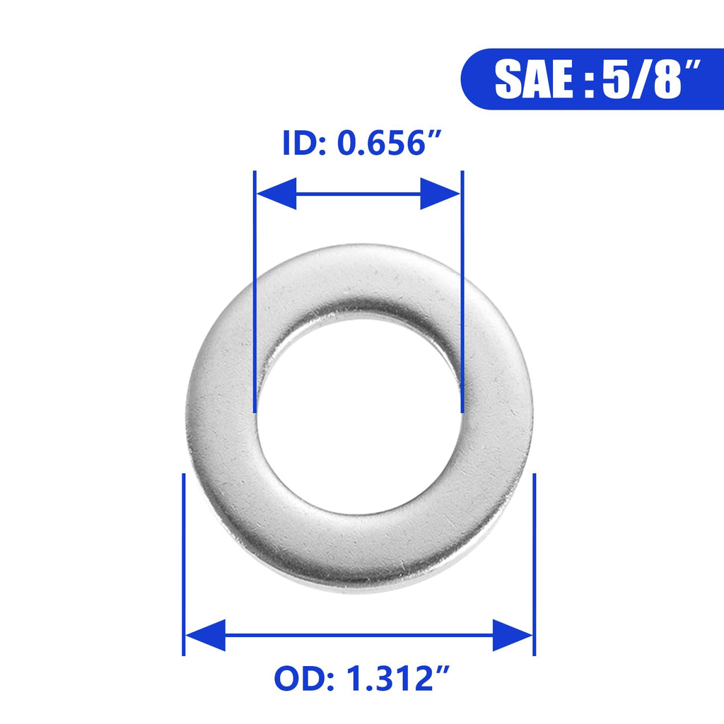 5/8" x 1.312"OD Flat Washer, 316 Stainless Steel Flat Washers, 10PCS