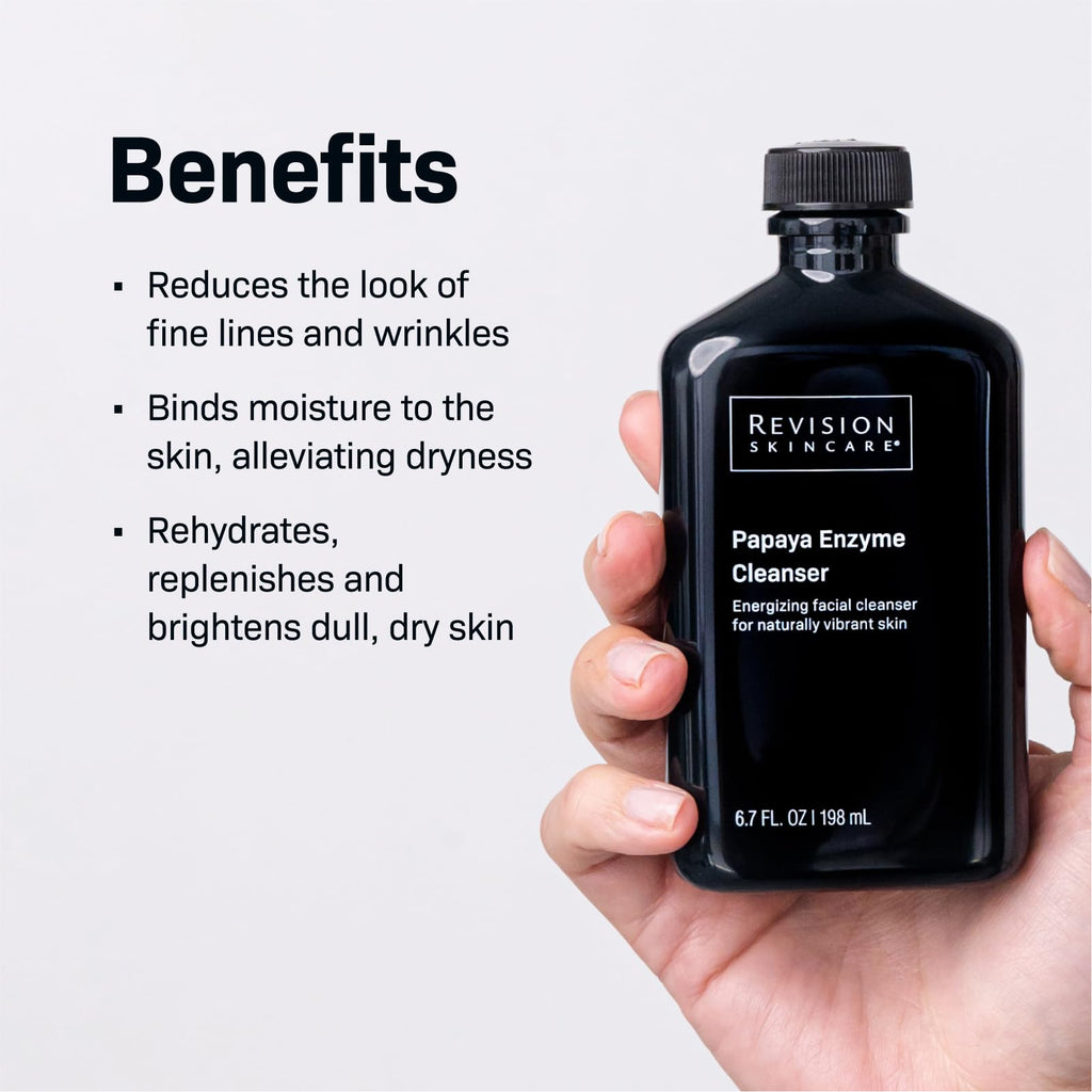 Revision Skincare Papaya Enzyme Cleanser, Energizing Facial Cleanser with Salicylic Acid, Soothing and Exfoliating, 6.7 fl oz