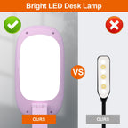 Akejrym LED Desk Lamp for Office Home & Battery Operated Lamp Rechargeable Lamp Foldable & Portable Light, [2-Fold Bracket] 3 Brightness Dimmable Small Desk Lamp Wireless Reading Lamp (Pink)