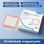 Dimora Silicone Super Absorbent Wound Dressings - Gentle Adhesive Bandages with Ultrasorb Polymer,Heavy Exudate Wound Care Pads 5"X 5" 10 Count