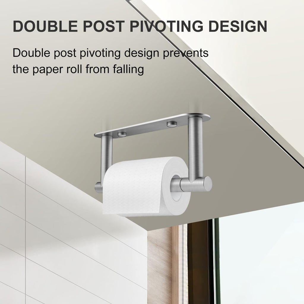 SetSail Toilet Paper Holder Adhesive or Screw-in Brushed Nickel Bathroom Toilet Paper Roll Holders Wall Mount Stainless Steel Tissue Holder for Bathroom Hardware Accessories