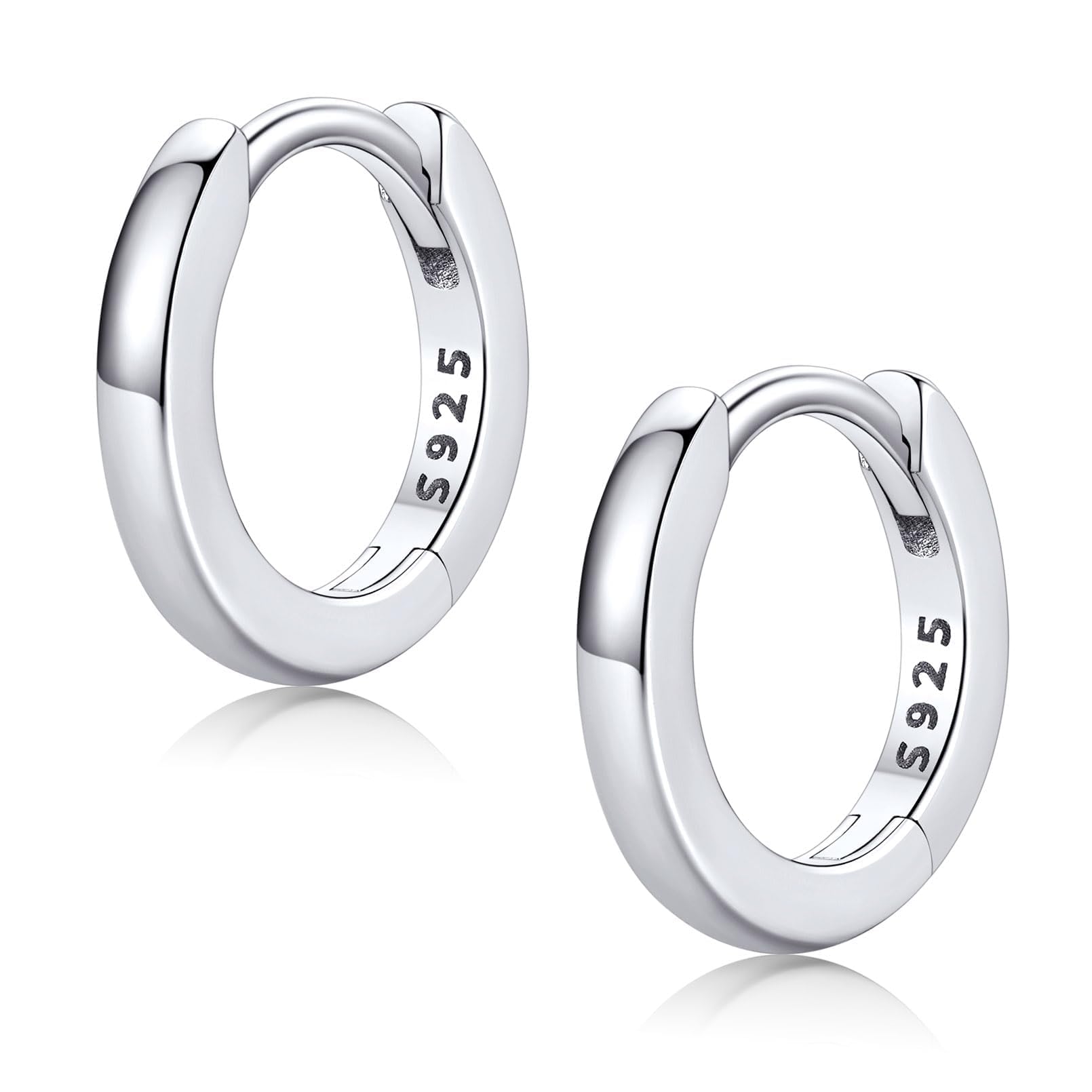 FaithHeart Solid 925 Sterling Silver Huggie Hoop Earrings for Women, 8mm