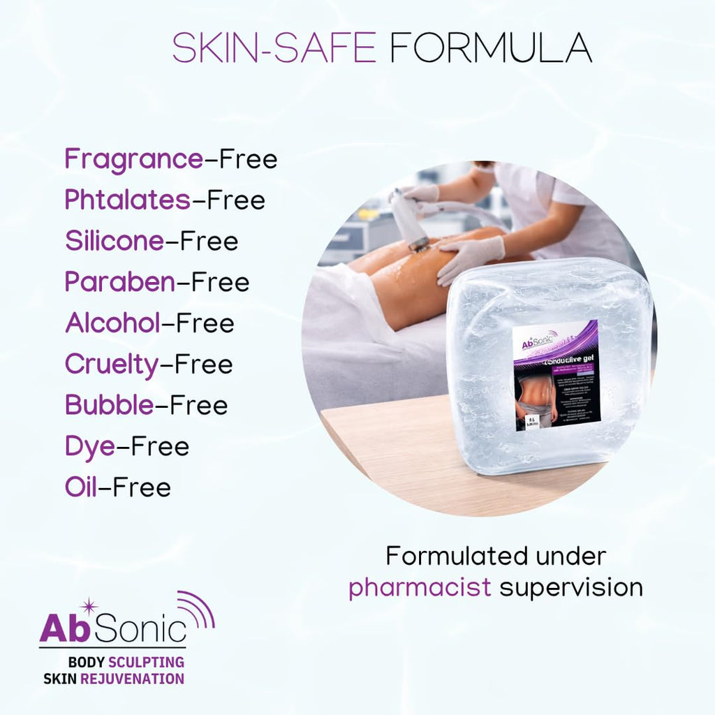 Absonic Clear Conductive Gel for Ultrasound, Cavitation Machine, Laser Hair Removal & RF Devices – Body Sculpting Gel 5 Liter (1.3 Gallon) Bulk Refill – Paraben-Free, Hypoallergenic