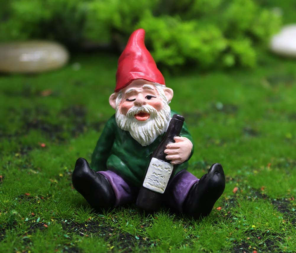 ZIXINMEI Funny Drunk Garden Gnomes 4PCS Mini Resin Figurines - Drunken Dwarf Statues for Outdoor Patio Yard Lawn Desk Decor, Waterproof Handcrafted Ornament Gift