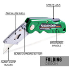 10-Pack Heavy Duty Folding Box Cutter Set with 30 Replacement Blades, Professional Utility Razor Knife (Pro)