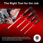 TUSK JIS Screwdriver Set 4 piece #0, #1, #2, #3 - Magnetic Tips and Molded Ergonomic Grips