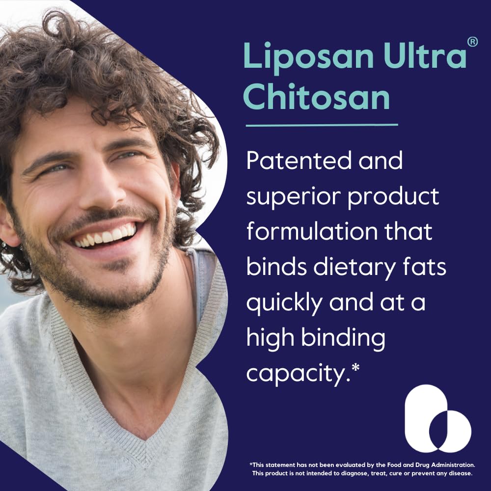 BESTVITE Liposan Ultra Chitosan 500mg (240 Capsules) - Patented Faster Acting Than Regular Chitosan - No Stearates - No Fillers