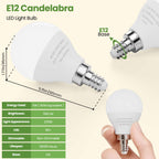 GOSCHE E12 LED Candelabra Light Bulbs, 60 Watt Equivalent, 120V Chandelier Llight Bulb, A15 / G45 Shape Ceiling Fan Light Bulbs, Bright Small Bulb Non-Dimmable, Warm White 2700K, 12 Pcs