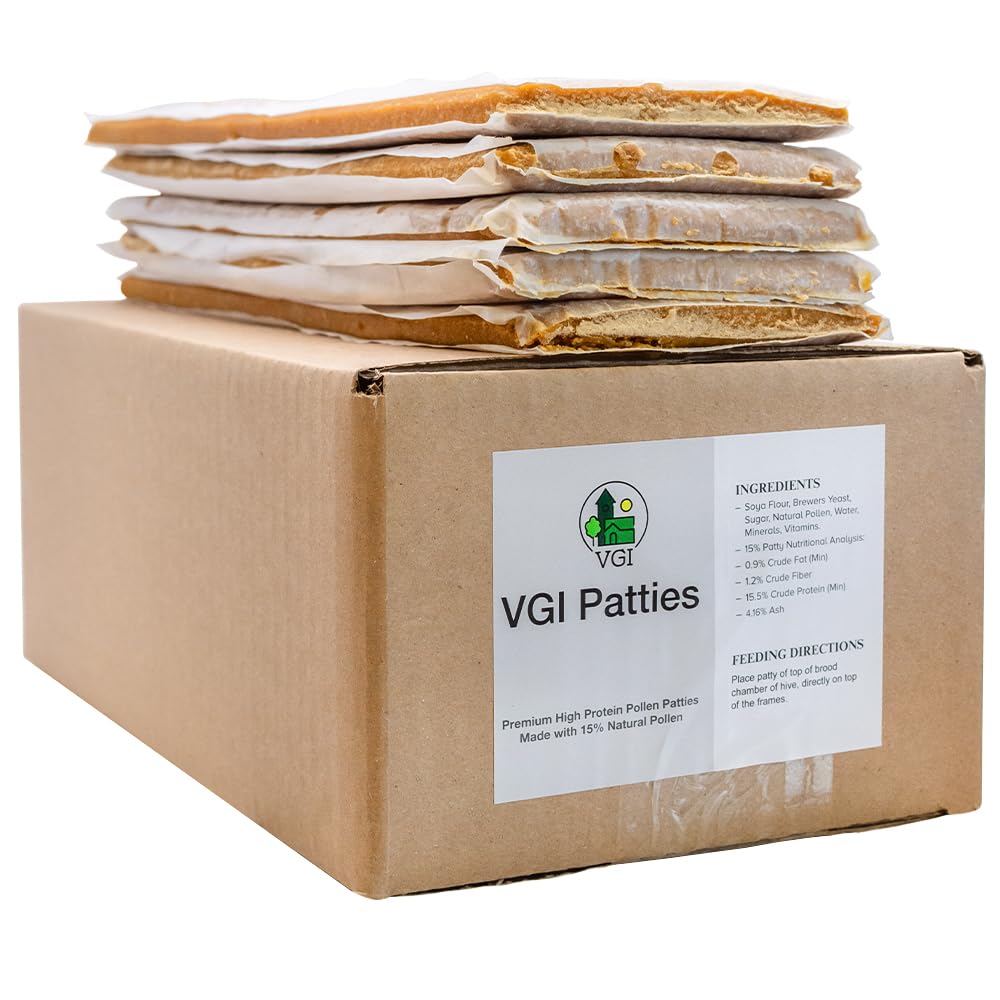 VILLAGE GIFT IMPORTERS Pollen Patties for Bee Keeping | Contains 15% Natural Pollen and 15.5% Protein | Balanced Honey Bee Nutrition | Improves Colony Health (Five Pack, 5, Count)