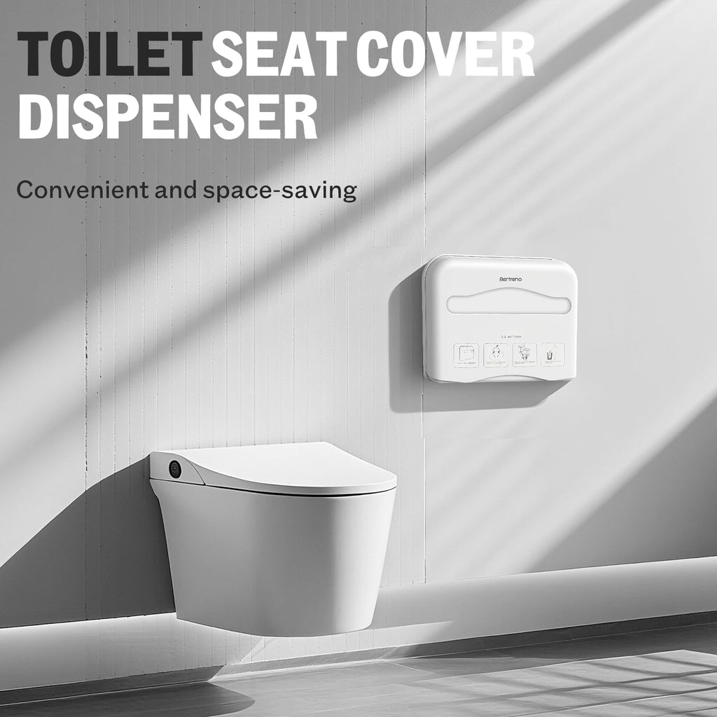 Bertreno Commercial Toilet Seat Cover Dispenser Wall Mount Half-Fold Toilet Seat Cover Holder for Restroom Commercial Bathroom White