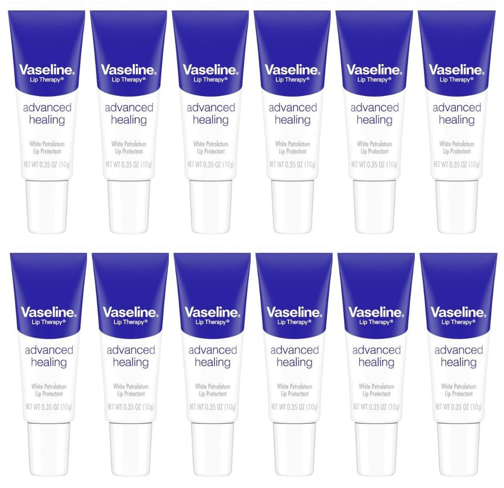 Vaseline Lip Therapy Petroleum Jelly, Advanced Formula 0.35 oz (12 pack)
