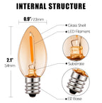 Emotionlite Night Light Bulbs, Amber LED C7 Bulb, 4W-7W Equivalent, E12 Candelabra Base, Salt Lamp and Nightlight Replacement, 0.5W Amber Yellowish 2200K, 50LM, 6 Pack