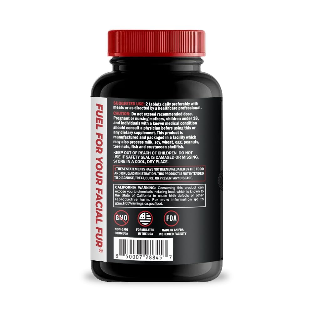 Beard Octane Beard Fuel – Beard Growth Support Vitamins with Biotin & Collagen – 30-Day Supply – Supports Healthy Beard Hair & Strength – Made in USA