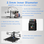 10M (32.8ft) PTFE Teflon Tube for 1.75mm Filament : 2.5mm ID×4mm OD Bowden Tube, for Bambulab AMS X1/ X1C/ P1P/ P1S/ A1/ A1 Mini, Prusa MMU3/ Direct Drive Extruder, with Tubing Cutter