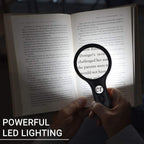 SeeZoom Magnifying Glass with Light, 3X Large Lens + 12X High Power Lens, Lighted Magnifying Glass Handheld Reading Magnifier for Seniors, Small Print, Coins & Jewelry, LED Light