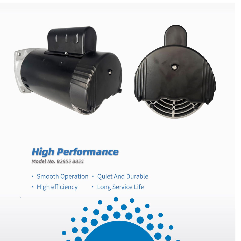 B2855 2HP Pool Pump Motor Replaces Century/AO Smith Regal Beloit B855 Swimming Pool Pump Motors, 230V, 10A, 3450RPM 1.5KW 56Y Frame 1.1 SF Include Replace Parts, Single Phase Square Flange Leungoo