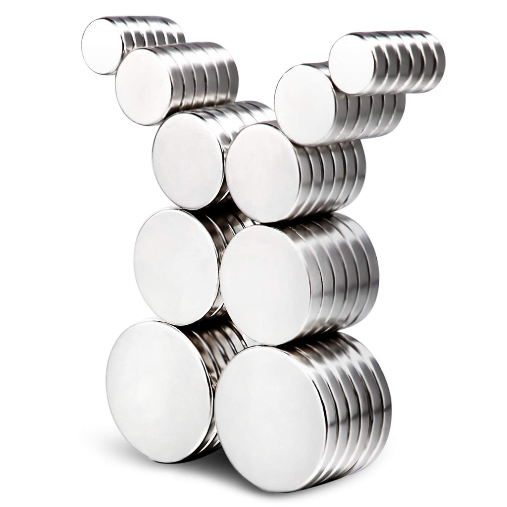 DIYMAG 60Pcs Small Refrigerator Magnets, 5 Sizes Rare Earth Disc Magnets