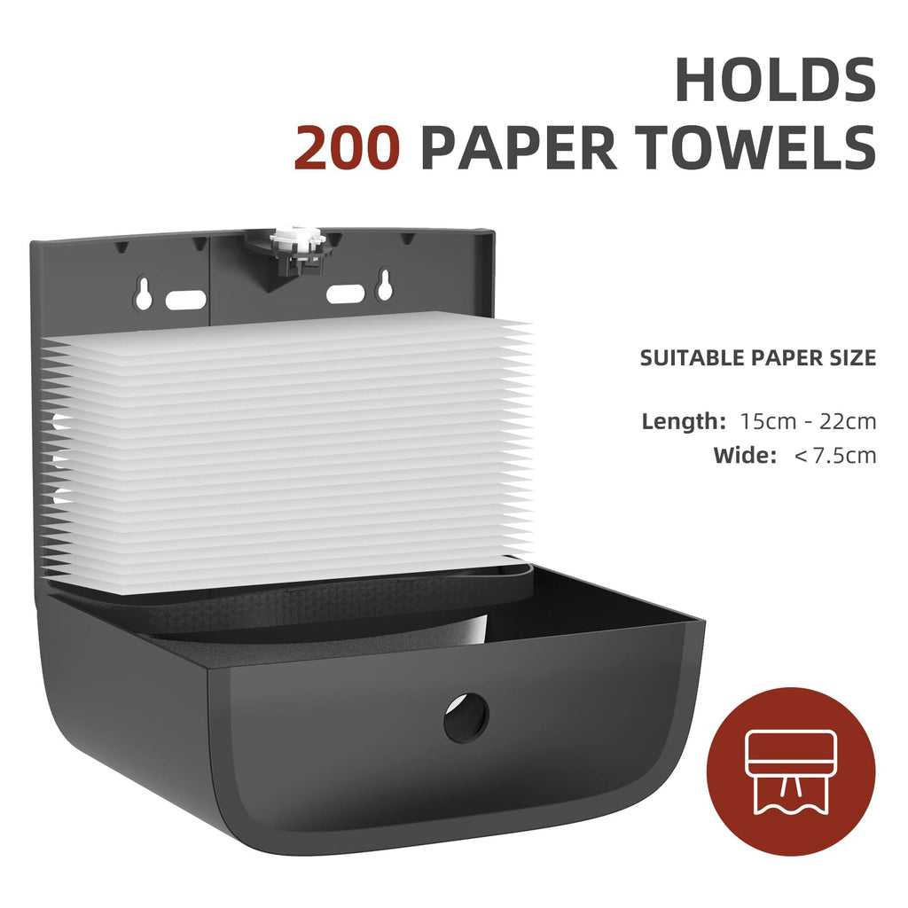 Bertreno Commercial Paper Towel Dispenser Wall Mount Paper Towel Holder Large Capacity C Fold Hand Towel Dispenser Bathroom Tissue Dispenser (Black)