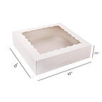Tcoivs 20-Pack Pie Boxes 12" x 12" x 2.5", Bakery Boxes with Window, White Cookie Boxes, Auto-Popup Treat Boxes for Pies, Muffins, Donuts and Pastries