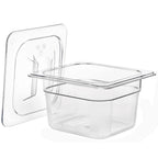 Bekith 6 Pack 1/6 Size Plastic Clear Food Pans with Lids for Kitchen Restaurant Food Prep, 4 Inches Deep