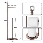 KASUNTO Toilet Paper Holder for Bathroom, Heavy Weighted Metal Free Standing Toilet Paper Storage with Crystal Ball, Toilet Paper Stand for Bathroom Accessories, Oil Rubbed Bronze [Holds MEGA Rolls]