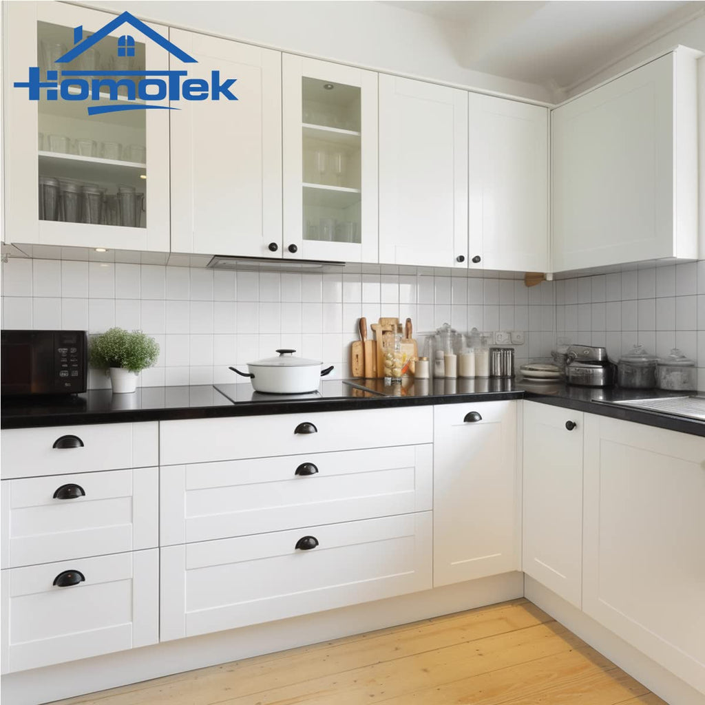 HOMOTEK 12 Pack 3 Inch Hole Centers Shiny Bright Brushed Satin Nickel Drawer Bin Cup Pulls Dresser Pulls for Cabinets,Furniture Handles,Kitchen Cabinet Hardware