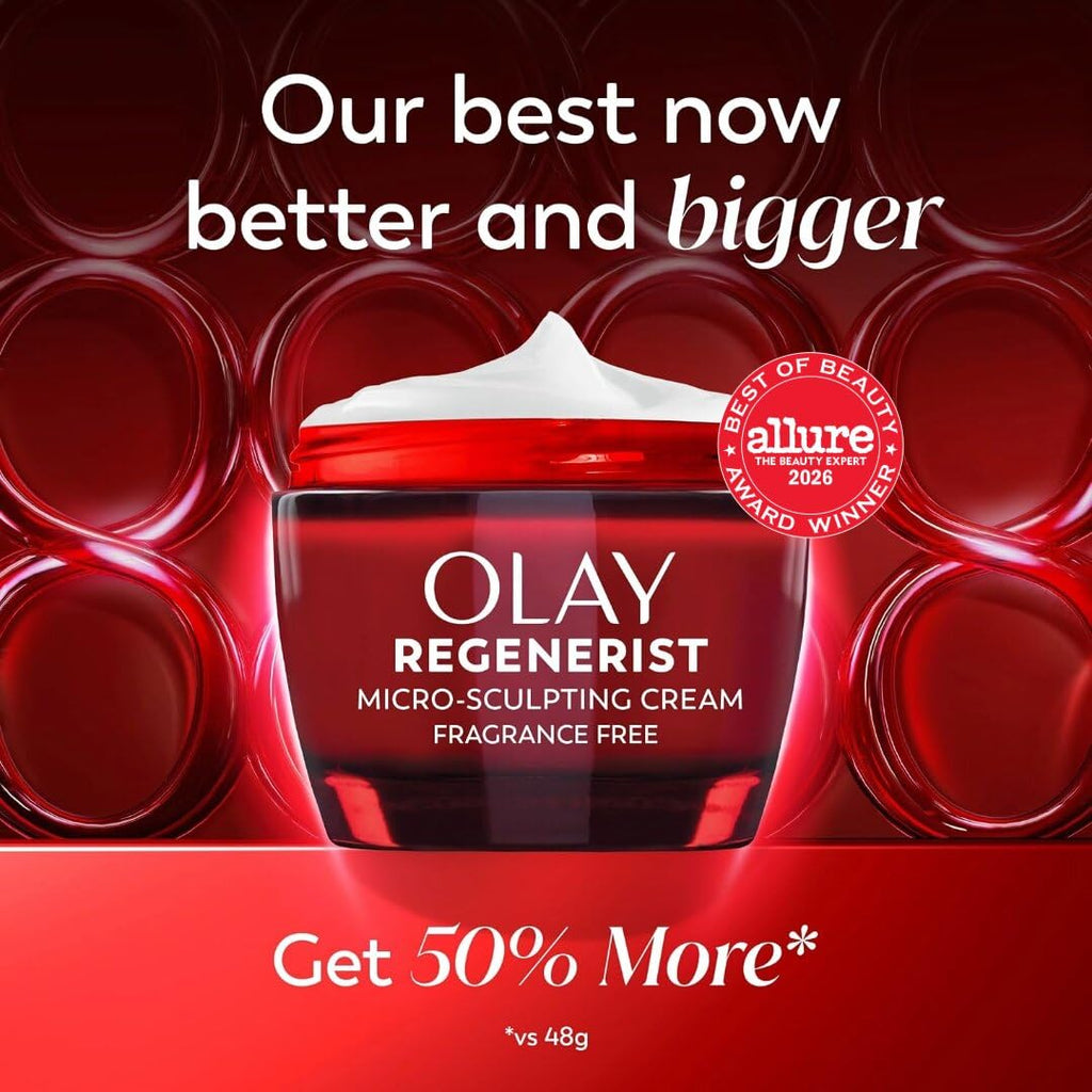 Olay Face Moisturizer, Regenerist Micro-Sculpting Cream for Women, Fragrance-Free - Anti-Aging, Anti-Wrinkle, Firming Skin Care - Triple Collagen Cream, Peptide, Hyaluronic Acid, Niacinamide, 2.6oz