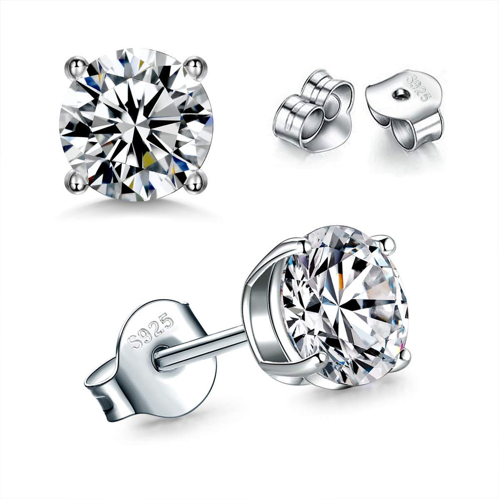 Sterling Silver Stud earrings Set Silver CZ Stud Earrings for Women 4567mm