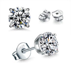 Sterling Silver Stud earrings Set Silver CZ Stud Earrings for Women 4567mm