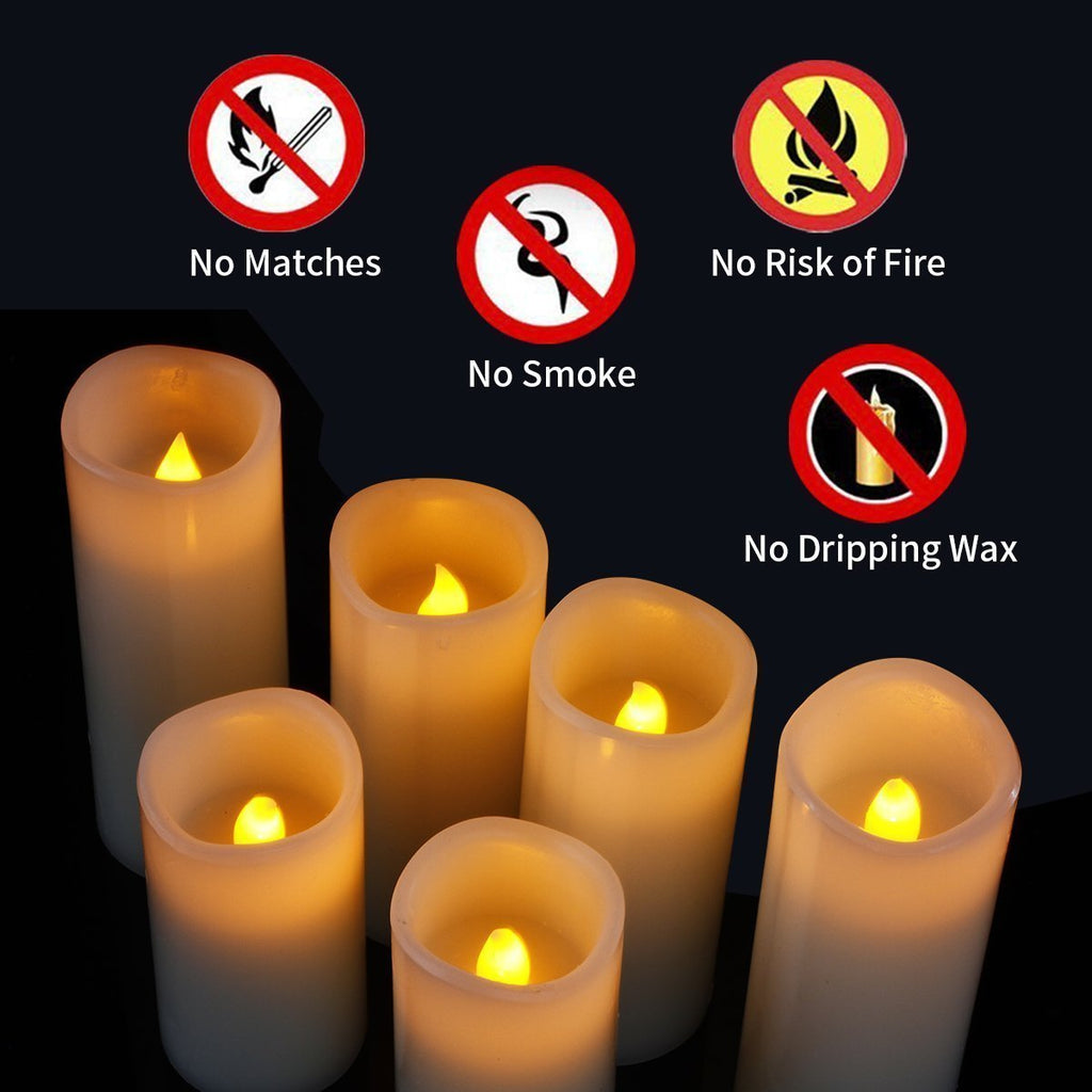 Flameless Battery Operated LED Pillar Candles with Remote control 9pack