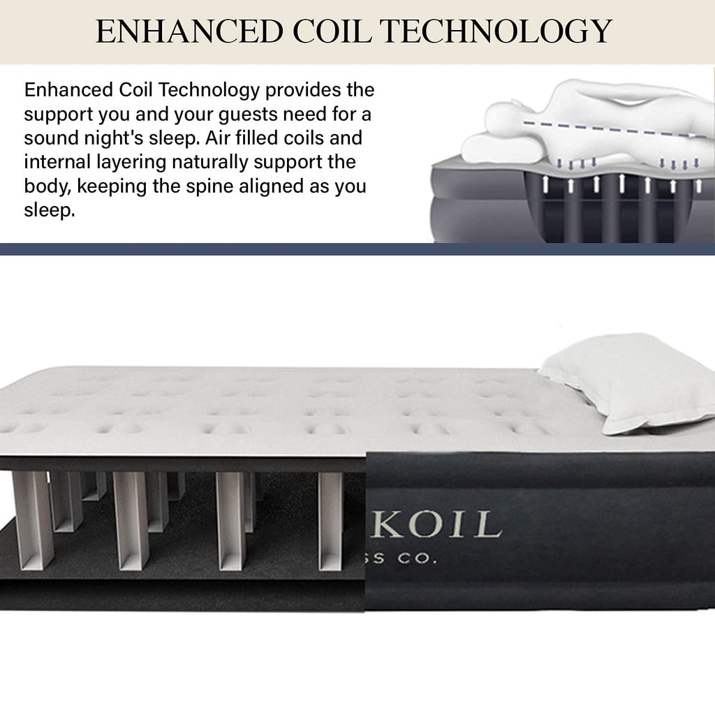 King Koil Luxury Twin Air Mattress with Built in Pump, 20” Double High Twin Size Premium Airbed, Inflatable Blow Up Mattress, Waterproof, 1-Year Warranty