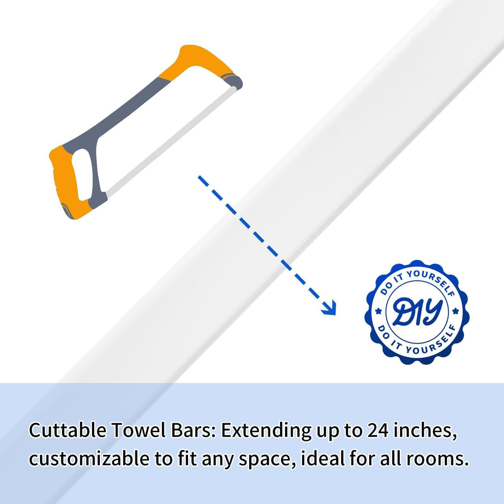 24-Inch Adjustable Towel Bar Replacement Rod Spring End Wall Mount Replacement Towel Bar for Bathroom and Kitchen Towel Storage