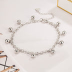 Delicate Women 925 Sterling Silver Ankle Bracelets Cute Bell Chain Beach Anklet Bracelet Boho Adjustable Size Jewelry Gift for her (Anklet, Adjustable Size)