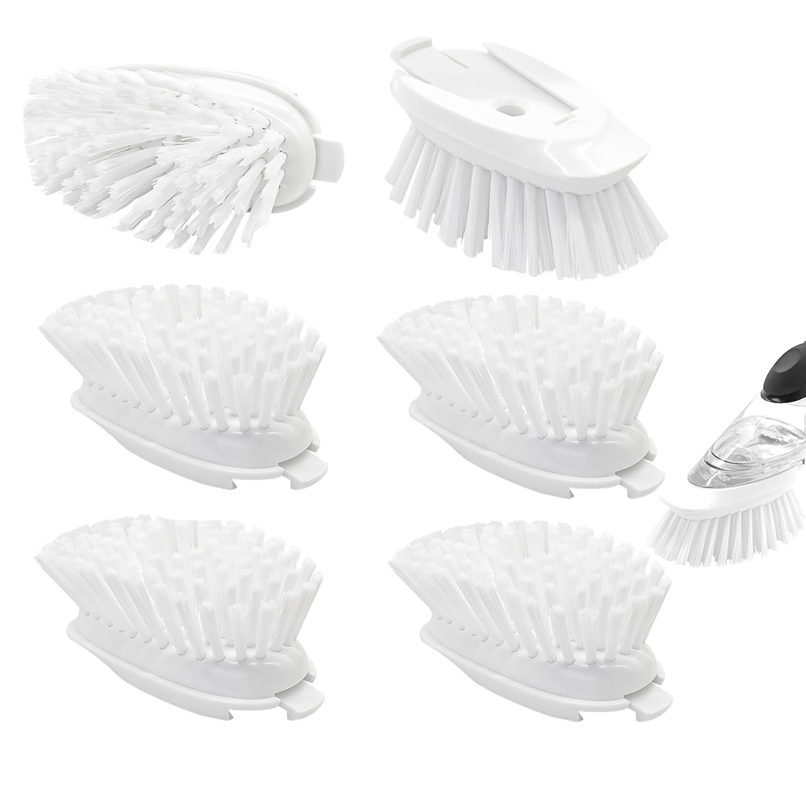Brush Refills for OXO Dish Brush - 6 Pack Dish Brush Cleaning Soap Dispensing Head Replacement for Scrubber (White)