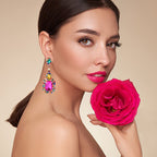 Colorful Statement Earrings for Women, Rhinestone Dangle Drop Earrings
