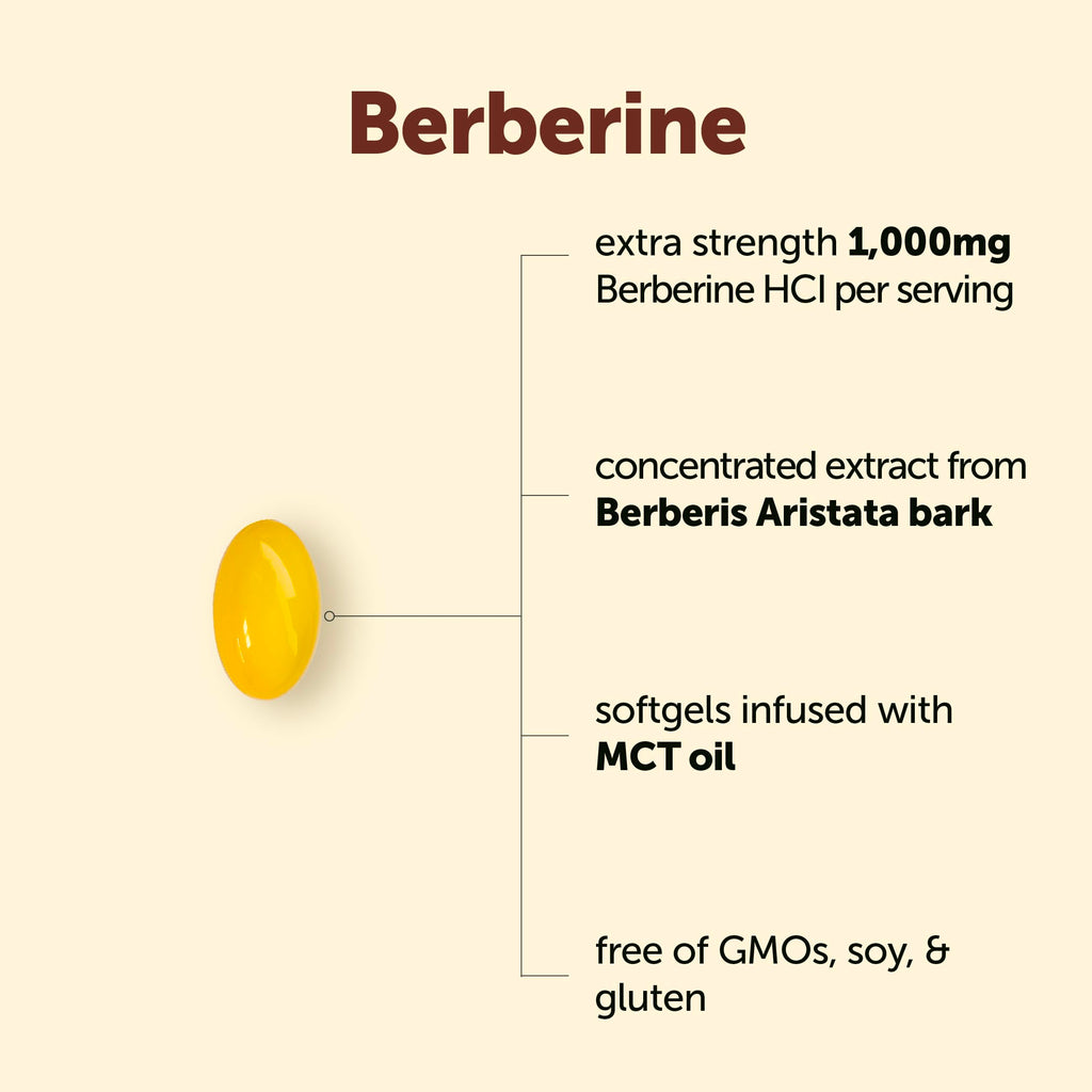 Micro Ingredients Berberine 1000mg with MCT Oil, 120 Softgels | Berberine HCI from Berberis Aristata | Non-GMO, Gluten Free, No Soy