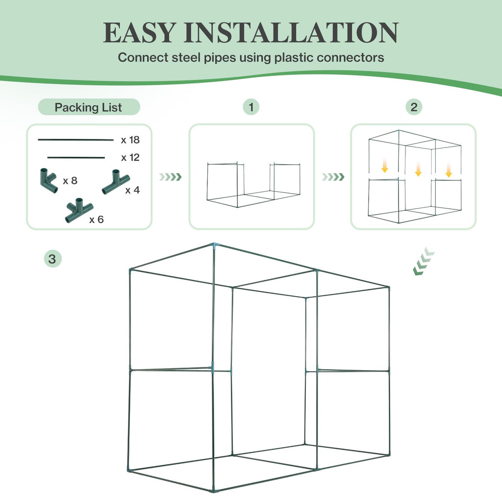 BPS Crop Cages for Garden Plant, 8x4x6 Ft Plant Netting Protection Tent with Zippered Door for Plants, Raised Garden Bed Cover with Frame for Vegetables, Fruits and Flowers
