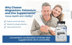 Magnesium Potassium Supplements w/Zinc - 90 Capsules - Magnesium Potassium Zinc for Vascular Health – High Absorption Vegan Supplement for Leg Cramps & Sleep Dr Seinfeld